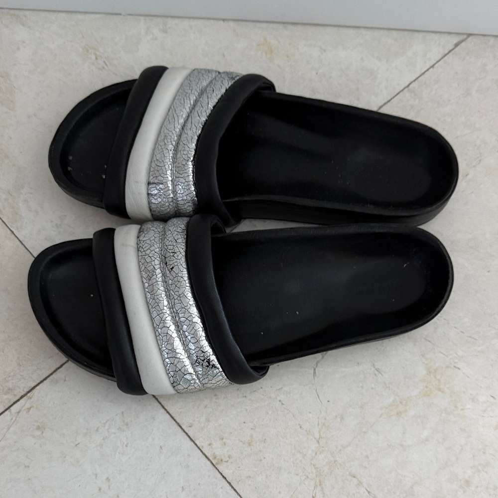 Isabel Marant Black and Silver Slide Sandals